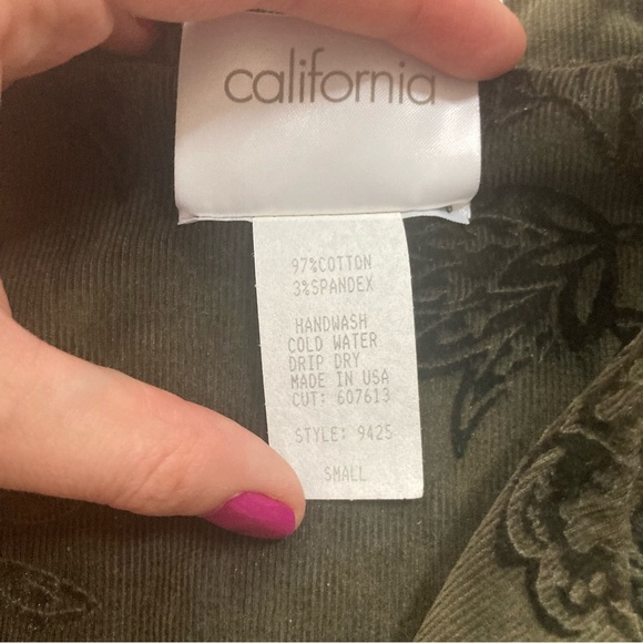 Vintage Zoe Boho Button Up Corduroy Blazer Size Small - Picture 3 of 4